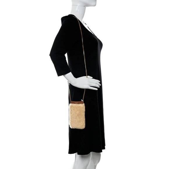 Saint Laurent Mini Shearling Crossbody Bag w Chain Strap - Picture 2 of 9